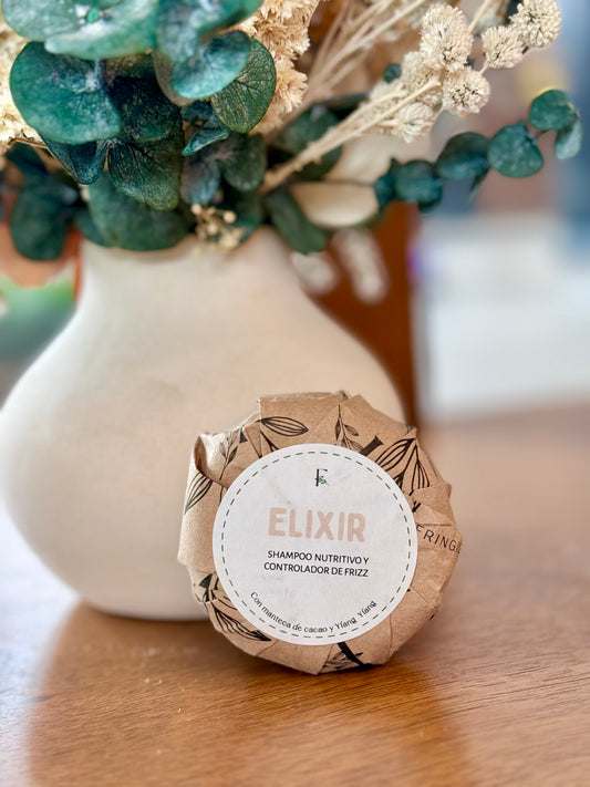 Shampoo sólido Elixir súper hidratante de Fringilla Organic Boutique
Shampoo sólido natural hidratante para pelo seco Elixir